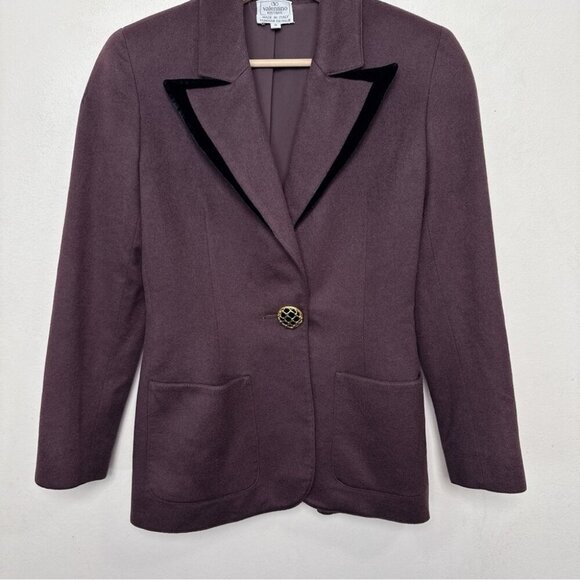 Valentino Womens 6 Felt Goldtone Button Patch Pocket Blazer Made In Italy - Picture 6 of 16